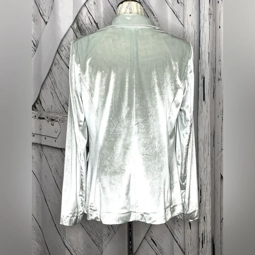 WHBM Velvet Blazer Shiny Silver Size M - Picture 3 of 7